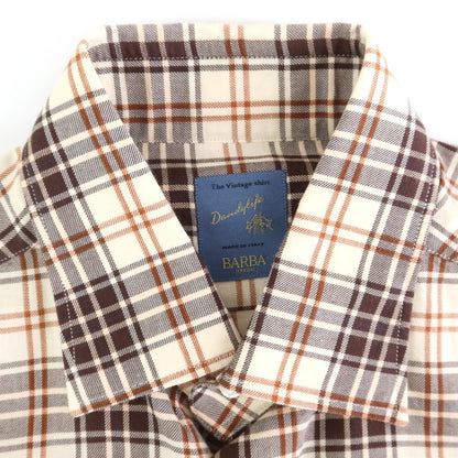 [New] BARBA DANDY LIFE Cotton Check Casual Shirt Light Beige x Brown [39] [Condition Rank N] [Men&