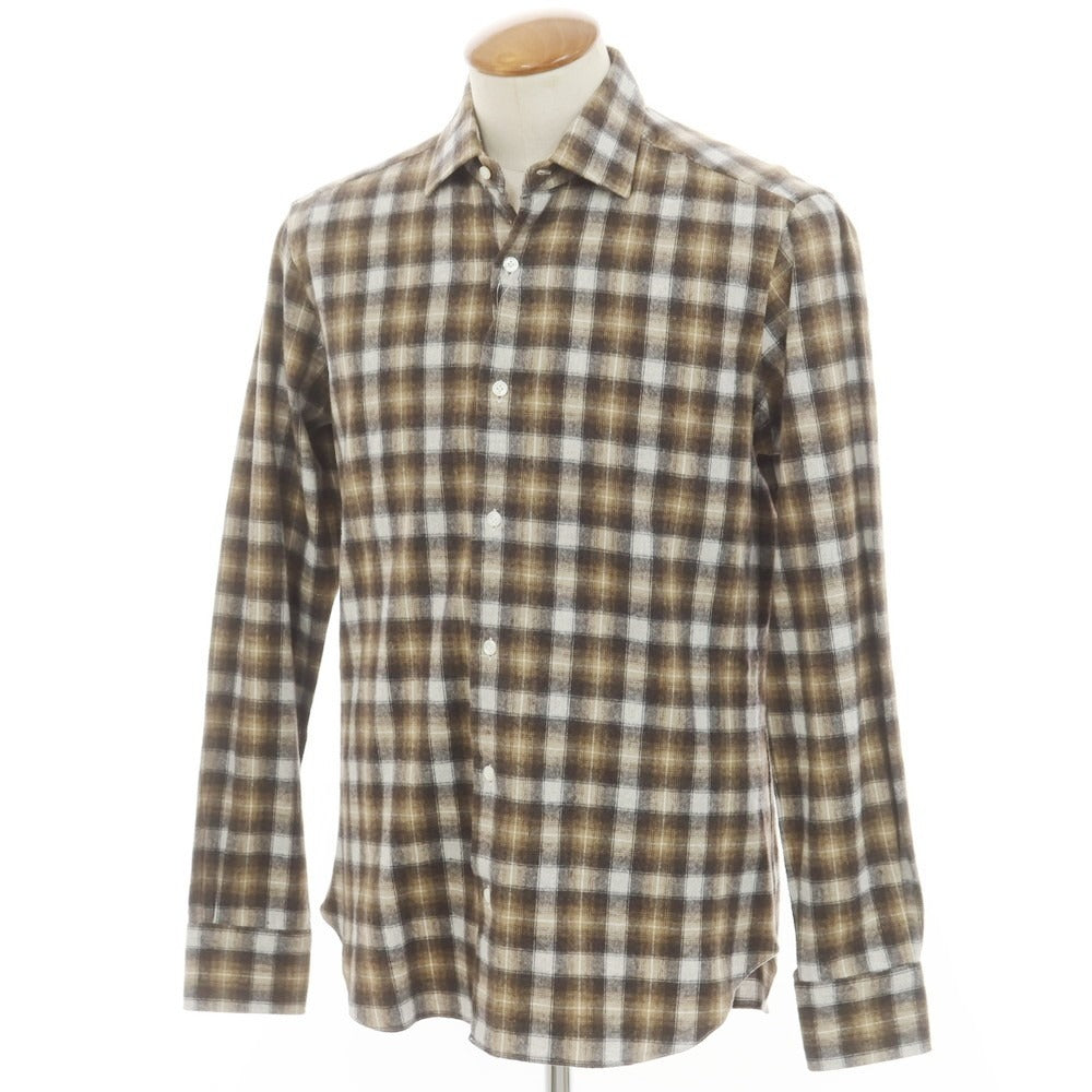 [New] BARBA DANDY LIFE Cotton flannel check casual shirt, gray x light brown [39] [Condition rank N] [Men&