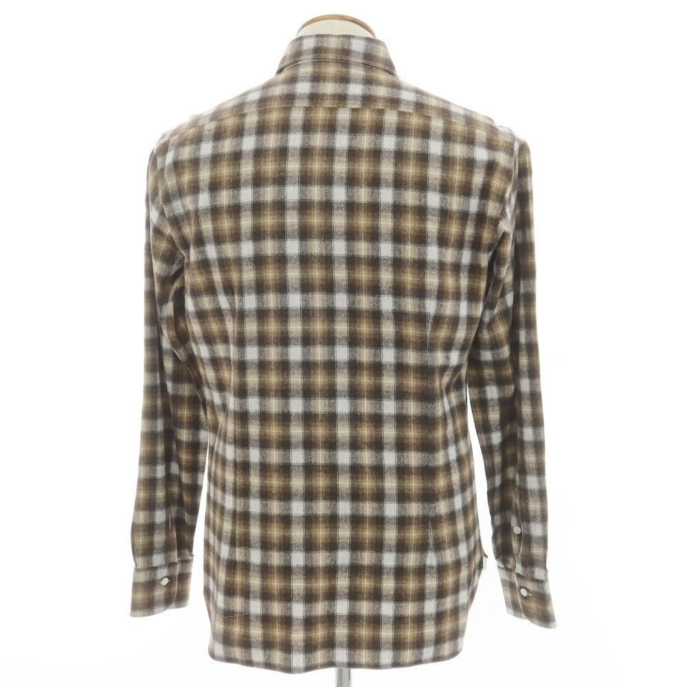 [New] BARBA DANDY LIFE Cotton flannel check casual shirt, gray x light brown [39] [Condition rank N] [Men&