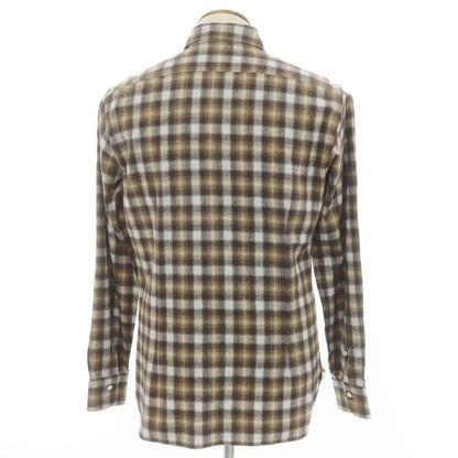 [New] BARBA DANDY LIFE Cotton flannel check casual shirt, gray x light brown [39] [Condition rank N] [Men&