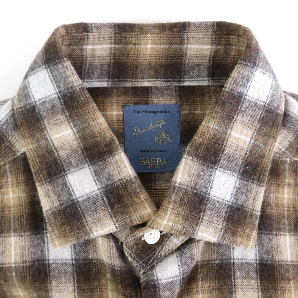 [New] BARBA DANDY LIFE Cotton flannel check casual shirt, gray x light brown [39] [Condition rank N] [Men&