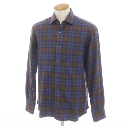 [New] BARBA DANDY LIFE Cotton flannel check casual shirt Navy x khaki [39] [Condition rank N] [Men&