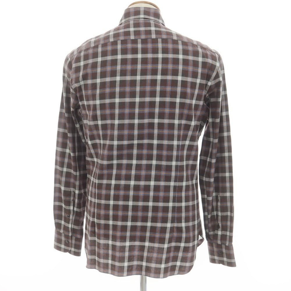 [New] BARBA DANDY LIFE Cotton Check Casual Shirt Brown x White [39] [Condition Rank N] [Men&