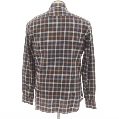 [New] BARBA DANDY LIFE Cotton Check Casual Shirt Brown x White [39] [Condition Rank N] [Men&