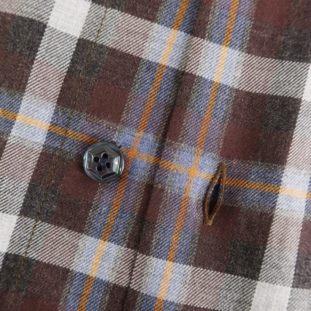 [New] BARBA DANDY LIFE Cotton Check Casual Shirt Brown x White [39] [Condition Rank N] [Men&