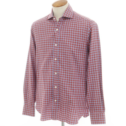 [New] BARBA DANDY LIFE Cotton Wool Check Casual Shirt Red x Blue [39] [Condition Rank N] [Men&