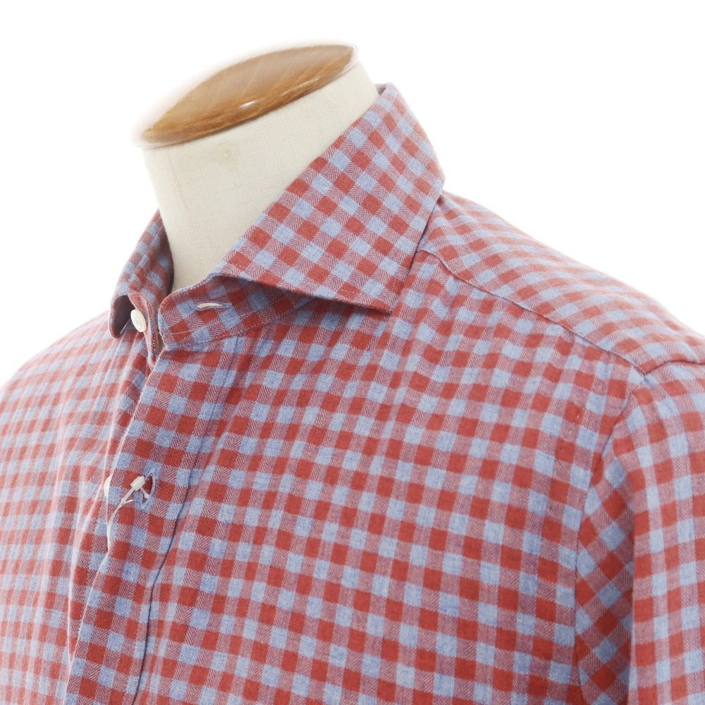 [New] BARBA DANDY LIFE Cotton Wool Check Casual Shirt Red x Blue [39] [Condition Rank N] [Men&
