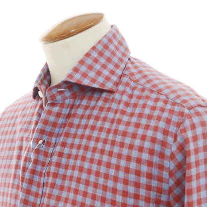 [New] BARBA DANDY LIFE Cotton Wool Check Casual Shirt Red x Blue [39] [Condition Rank N] [Men&