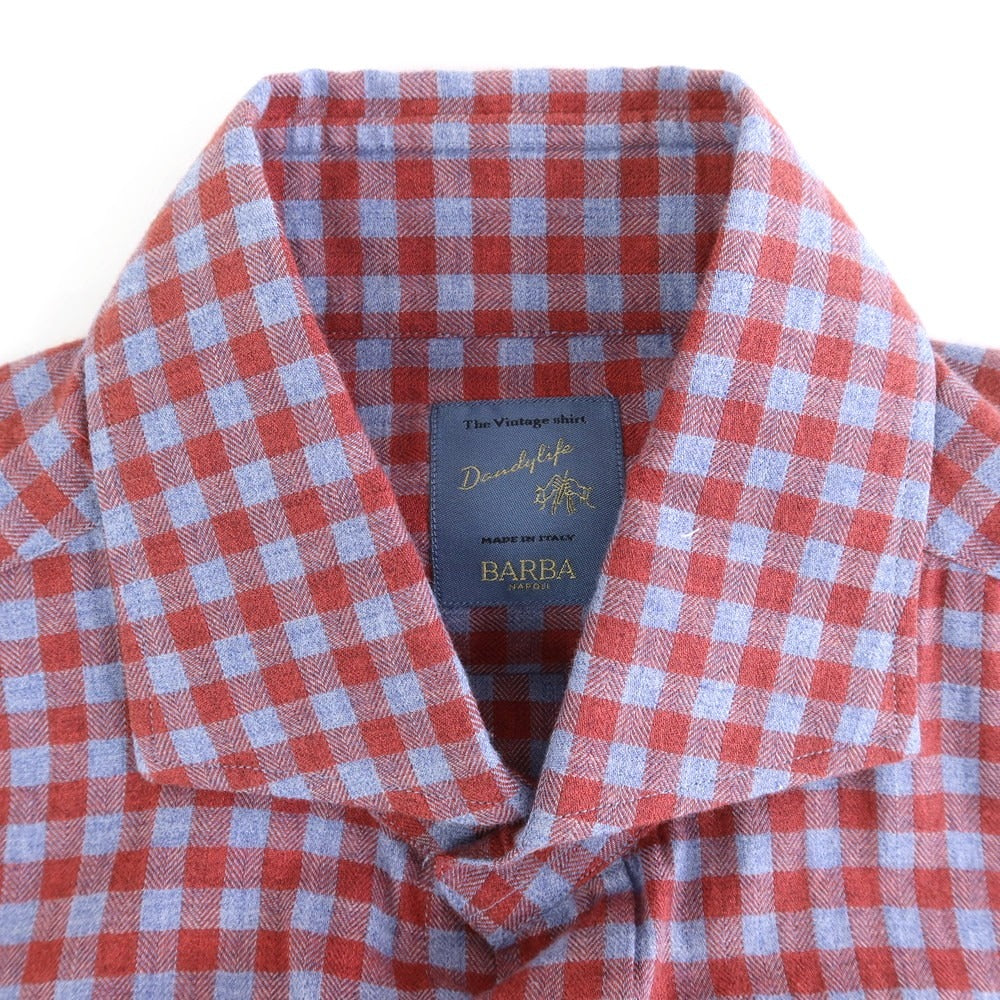 [New] BARBA DANDY LIFE Cotton Wool Check Casual Shirt Red x Blue [39] [Condition Rank N] [Men&