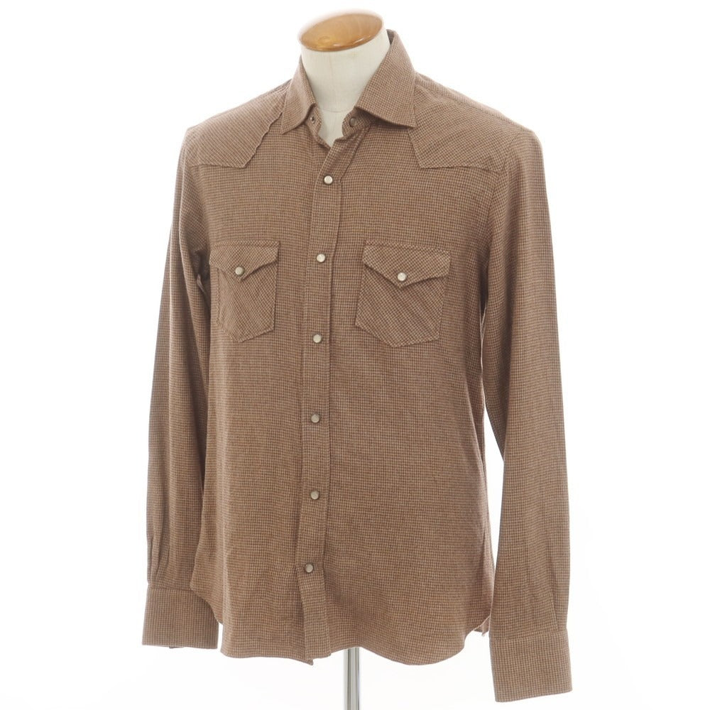[New] BARBA DANDY LIFE Cotton Flannel Western Shirt Brown x Beige [39] [Condition Rank N] [Men&