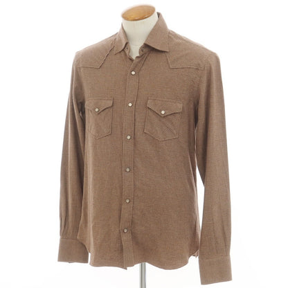 [New] BARBA DANDY LIFE Cotton Flannel Western Shirt Brown x Beige [39] [Condition Rank N] [Men&