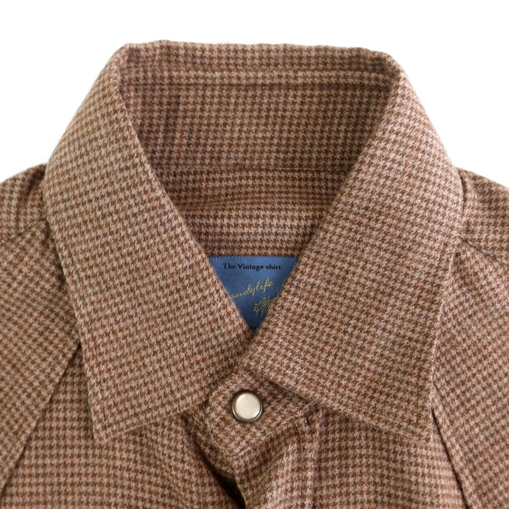 [New] BARBA DANDY LIFE Cotton Flannel Western Shirt Brown x Beige [39] [Condition Rank N] [Men&