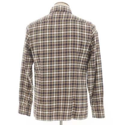 [New] BARBA DANDY LIFE Cotton flannel check casual shirt, light brown x navy [39] [Condition rank N] [Men&