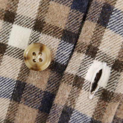 [New] BARBA DANDY LIFE Cotton flannel check casual shirt, light brown x navy [39] [Condition rank N] [Men&