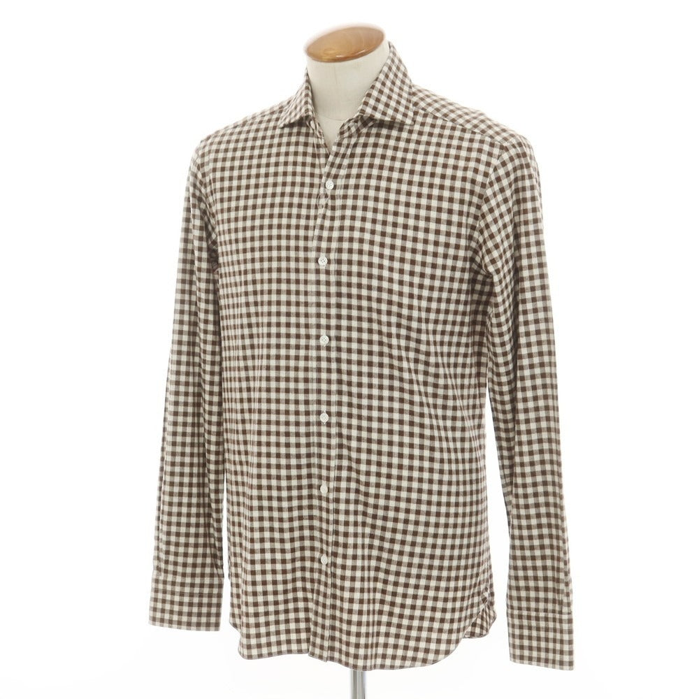 [New] BARBA DANDY LIFE Cotton flannel check casual shirt, brown x white [39] [Condition rank N] [Men&