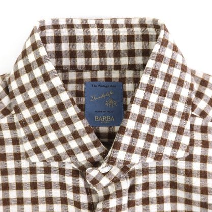 [New] BARBA DANDY LIFE Cotton flannel check casual shirt, brown x white [39] [Condition rank N] [Men&