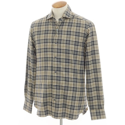[New] BARBA DANDY LIFE Cotton flannel check casual shirt, gray x khaki [39] [Condition rank N] [Men&