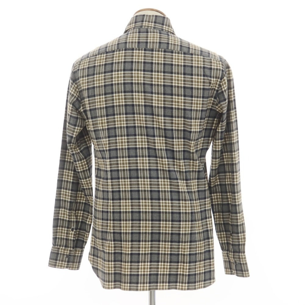 [New] BARBA DANDY LIFE Cotton flannel check casual shirt, gray x khaki [39] [Condition rank N] [Men&