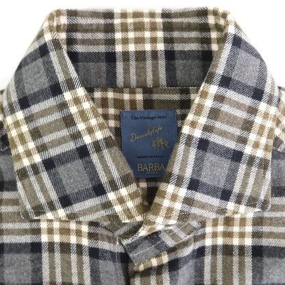 [New] BARBA DANDY LIFE Cotton flannel check casual shirt, gray x khaki [39] [Condition rank N] [Men&