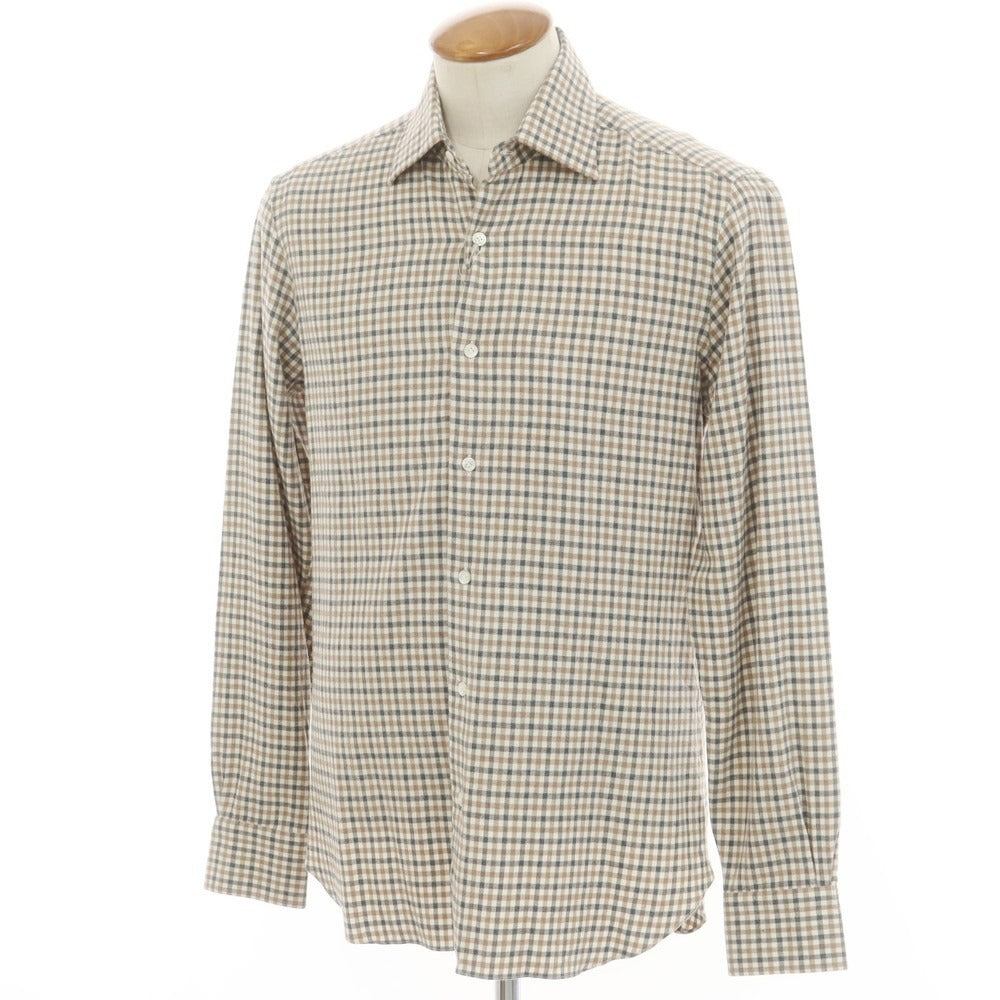 [New] BARBA DANDY LIFE Cotton flannel check casual shirt, off-white x beige [39] [Condition rank N] [Men&