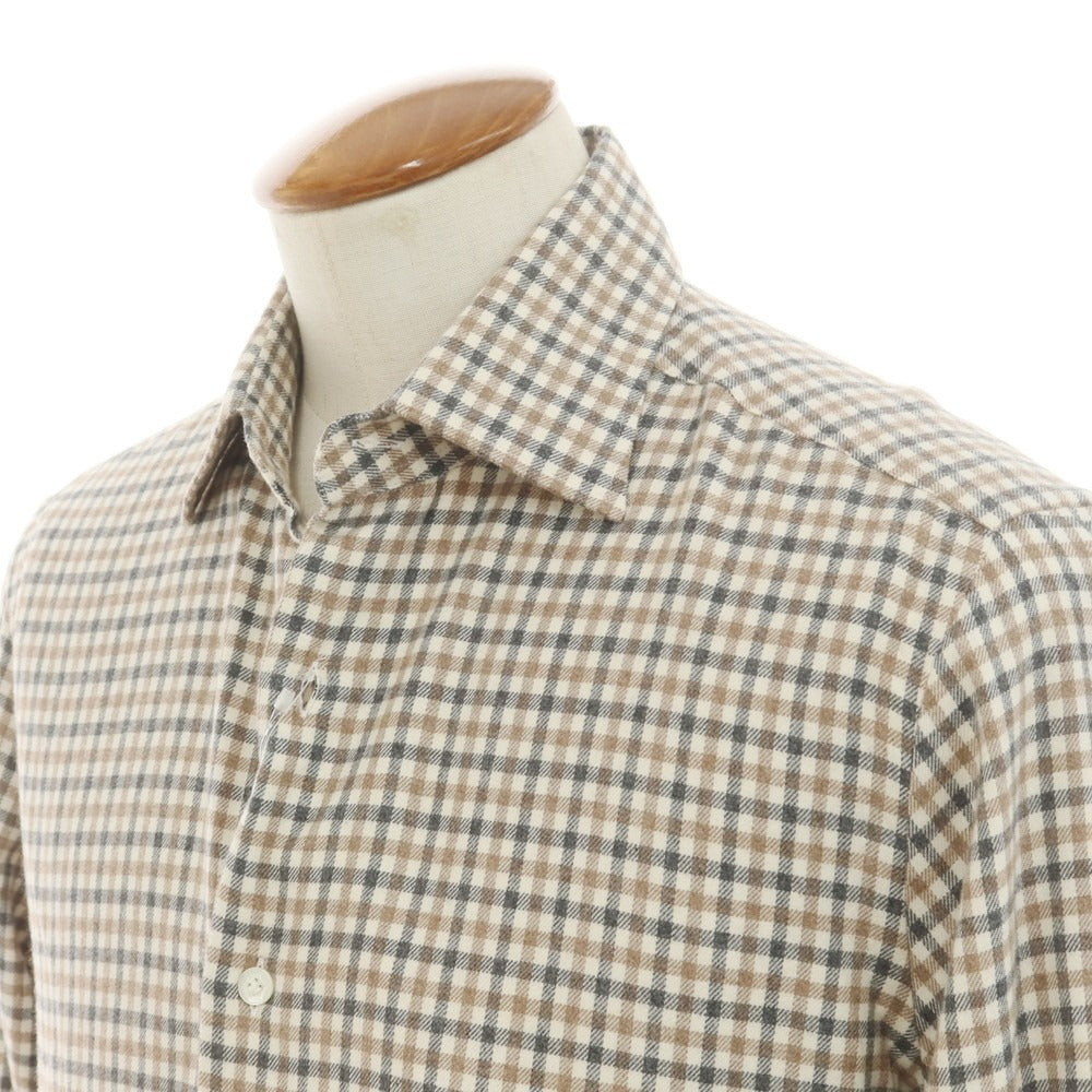 [New] BARBA DANDY LIFE Cotton flannel check casual shirt, off-white x beige [39] [Condition rank N] [Men&