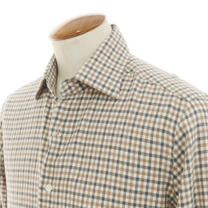 [New] BARBA DANDY LIFE Cotton flannel check casual shirt, off-white x beige [39] [Condition rank N] [Men&