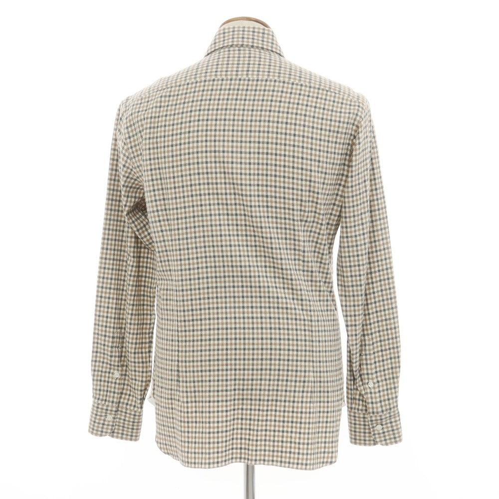 [New] BARBA DANDY LIFE Cotton flannel check casual shirt, off-white x beige [39] [Condition rank N] [Men&
