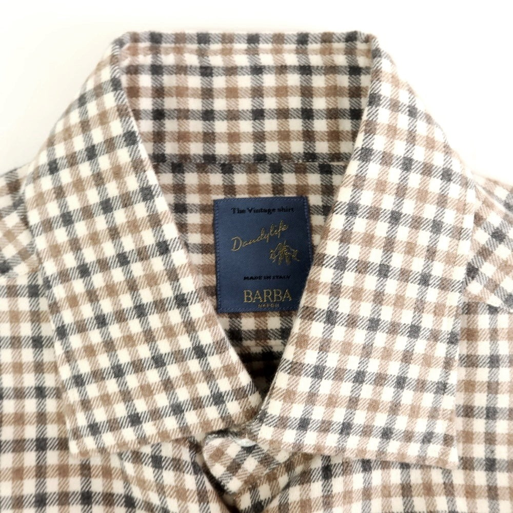 [New] BARBA DANDY LIFE Cotton flannel check casual shirt, off-white x beige [39] [Condition rank N] [Men&