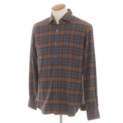 [New] BARBA DANDY LIFE Cotton flannel check casual shirt, brown x gray [39] [Condition rank N] [Men&