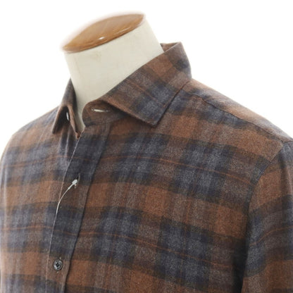 [New] BARBA DANDY LIFE Cotton flannel check casual shirt, brown x gray [39] [Condition rank N] [Men&