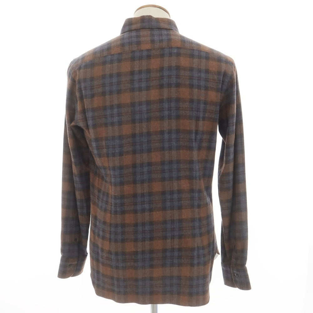 [New] BARBA DANDY LIFE Cotton flannel check casual shirt, brown x gray [39] [Condition rank N] [Men&