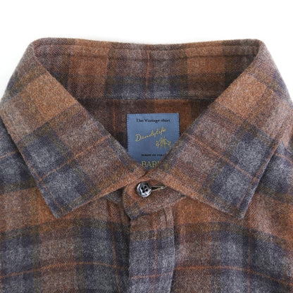 [New] BARBA DANDY LIFE Cotton flannel check casual shirt, brown x gray [39] [Condition rank N] [Men&