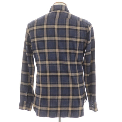 [New] BARBA DANDY LIFE Cotton flannel check casual shirt, navy x beige [39] [Condition rank N] [Men&
