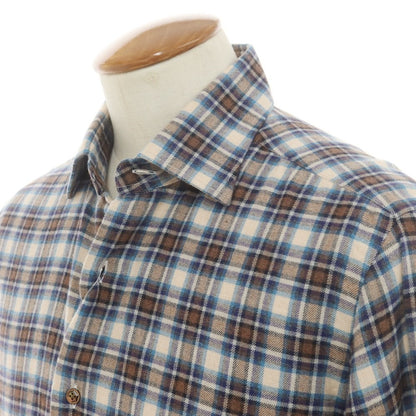 [New] BARBA DANDY LIFE Cotton flannel check casual shirt, beige x brown [39] [Condition rank N] [Men&