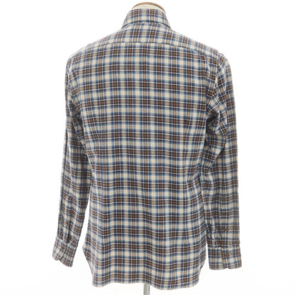 [New] BARBA DANDY LIFE Cotton flannel check casual shirt, beige x brown [39] [Condition rank N] [Men&