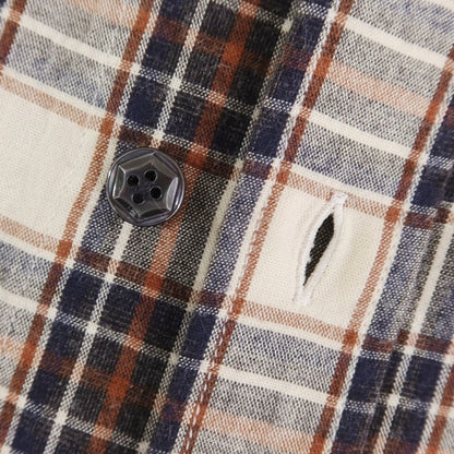 [New] BARBA DANDY LIFE Cotton Check Casual Shirt Beige x Navy [39] [Condition Rank N] [Men&