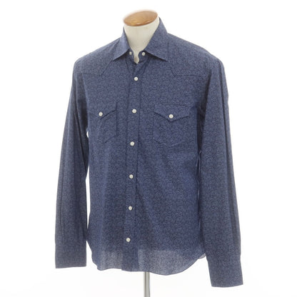 [New] BARBA DANDY LIFE Cotton Floral Western Shirt Navy [39] [Condition Rank N] [Men&