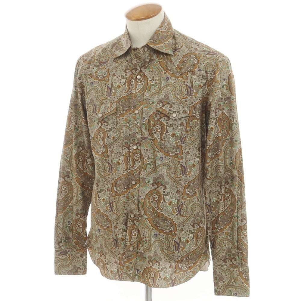 [New] BARBA DANDY LIFE Cotton Paisley Western Shirt Gray x Brown [39] [Condition Rank N] [Men&
