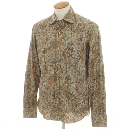 [New] BARBA DANDY LIFE Cotton Paisley Western Shirt Gray x Brown [39] [Condition Rank N] [Men&