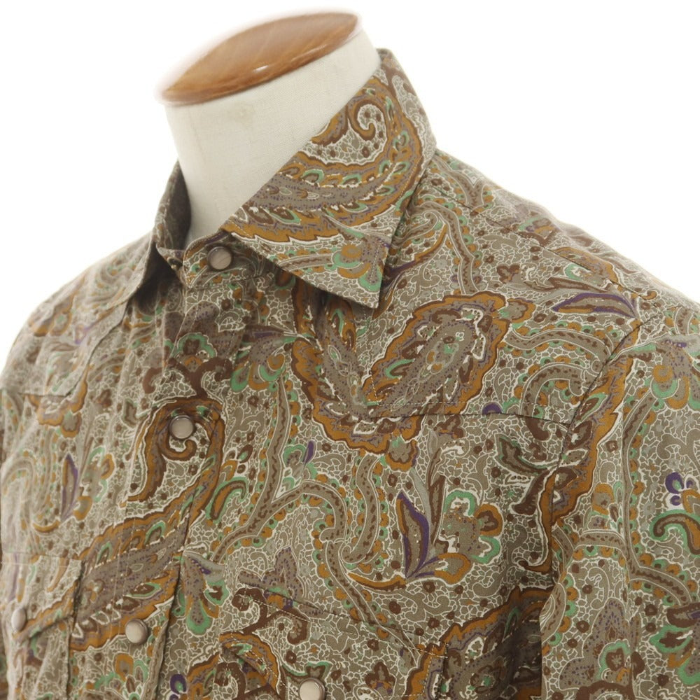 [New] BARBA DANDY LIFE Cotton Paisley Western Shirt Gray x Brown [39] [Condition Rank N] [Men&