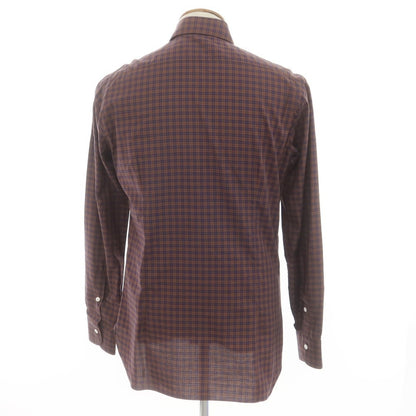 [New] BARBA CULTO Cotton Check Casual Shirt Brown x Navy [39] [Condition Rank N] [Men&