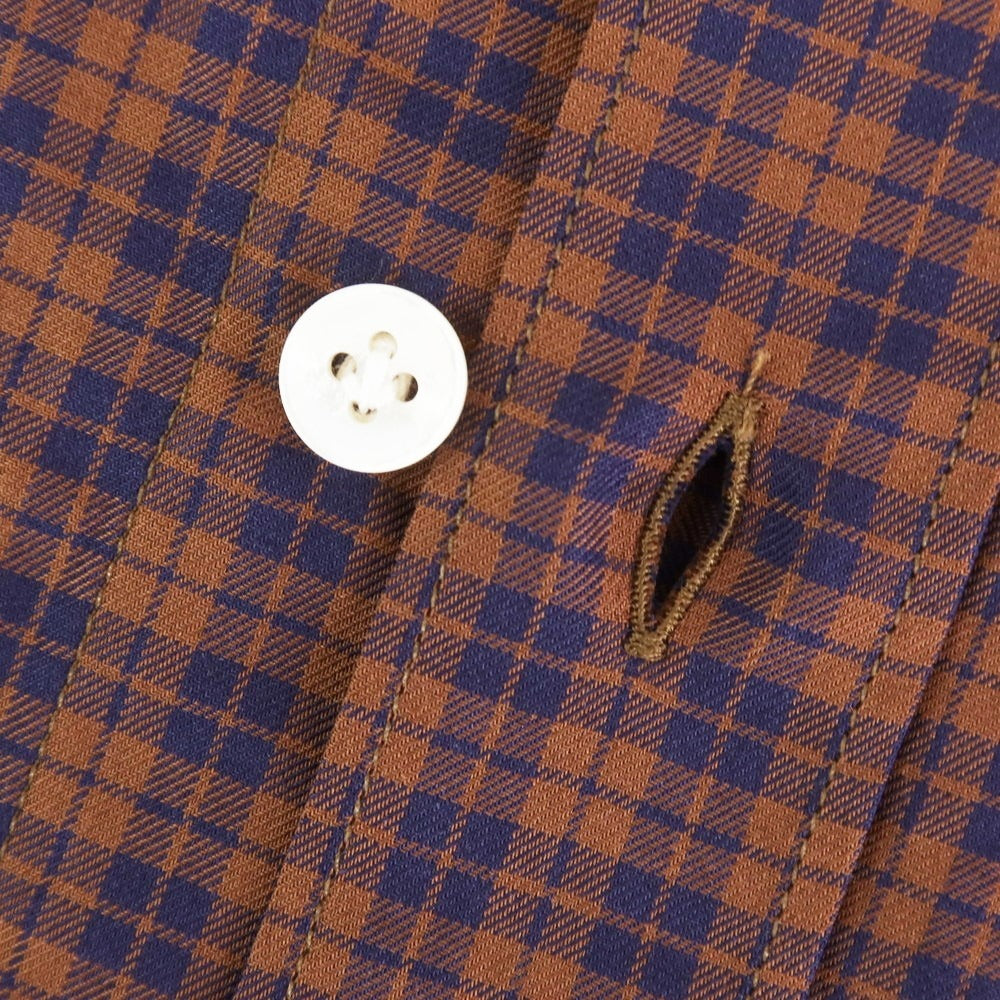 【新品】バルバ BARBA CULTO コットン チェック カジュアルシャツ ブラウンxネイビー【サイズ39】【 状態ランクN 】【 メンズ 】[EPD]