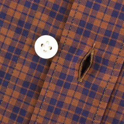 [New] BARBA CULTO Cotton Check Casual Shirt Brown x Navy [39] [Condition Rank N] [Men&
