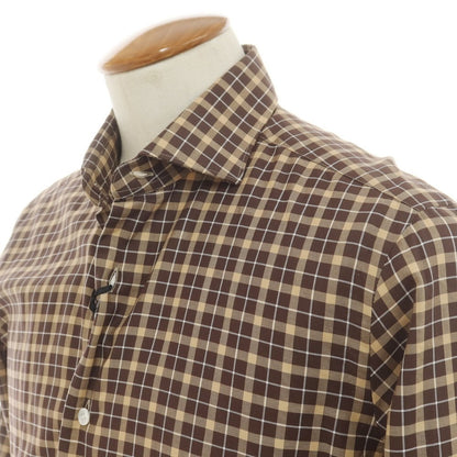 [New] BARBA CULTO Cotton Check Casual Shirt Brown x Beige [39] [Condition Rank N] [Men&