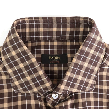 [New] BARBA CULTO Cotton Check Casual Shirt Brown x Beige [39] [Condition Rank N] [Men&