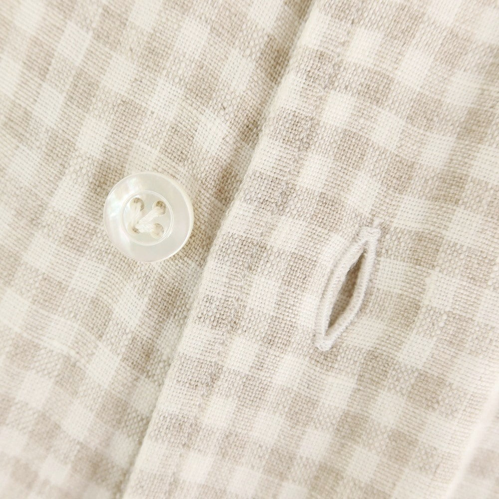 [New] BARBA CULTO Linen Check Casual Shirt Beige x White [39] [Condition Rank N] [Men&