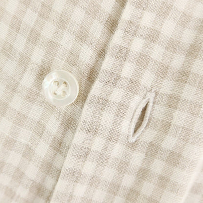 [New] BARBA CULTO Linen Check Casual Shirt Beige x White [39] [Condition Rank N] [Men&