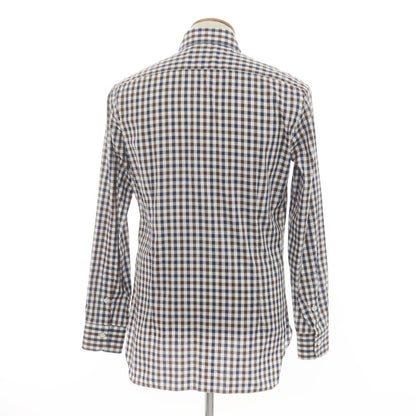 [New] BARBA CULTO Cotton Check Casual Shirt White x Brown [39] [Condition Rank N] [Men&