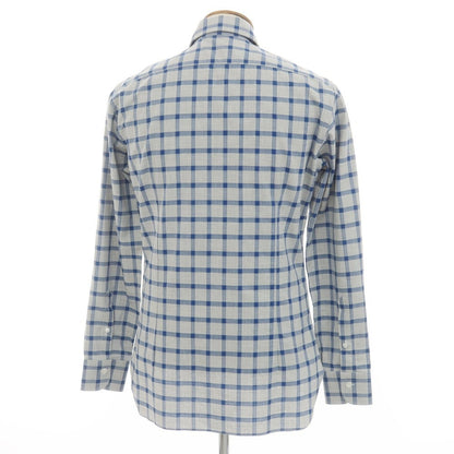 [New] BARBA CULTO Cotton Check Casual Shirt Light Gray x Blue [39] [Condition Rank N] [Men&