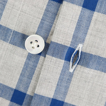 [New] BARBA CULTO Cotton Check Casual Shirt Light Gray x Blue [39] [Condition Rank N] [Men&